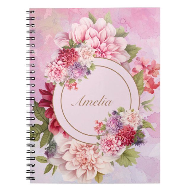 Elegantes Watercolor Floral Bouquet-Notebook Notizblock (Vorderseite)