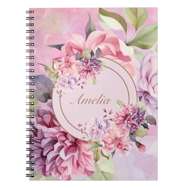 Elegantes Watercolor Floral Bouquet-Notebook Notizblock (Vorderseite)
