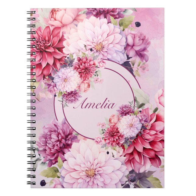 Elegantes Watercolor Floral Bouquet-Notebook Notizblock (Vorderseite)