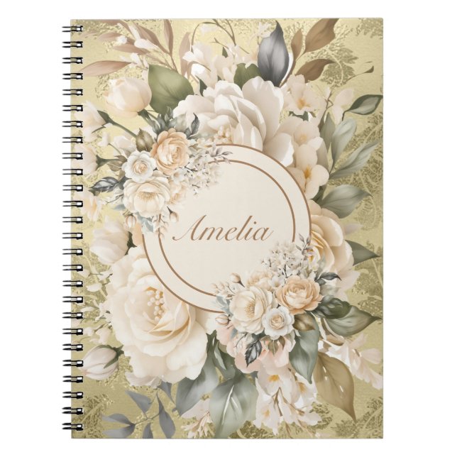 Elegantes Watercolor Floral Bouquet-Notebook Notizblock (Vorderseite)