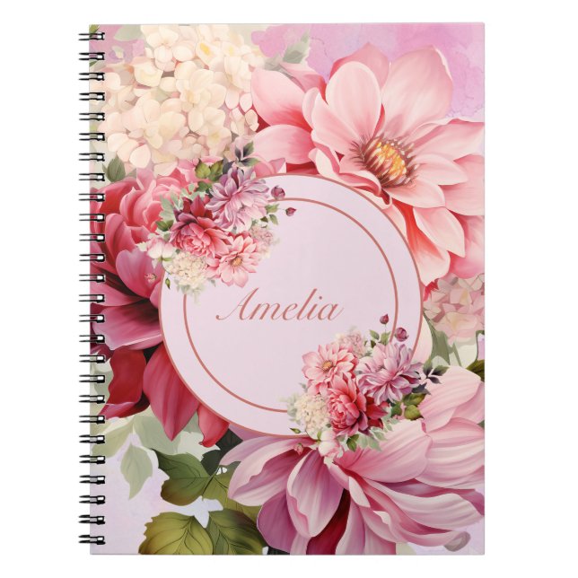 Elegantes Watercolor Floral Bouquet-Notebook Notizblock (Vorderseite)