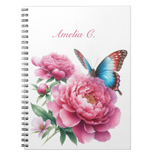 Elegantes Watercolor Floral White Notebook Notizblock