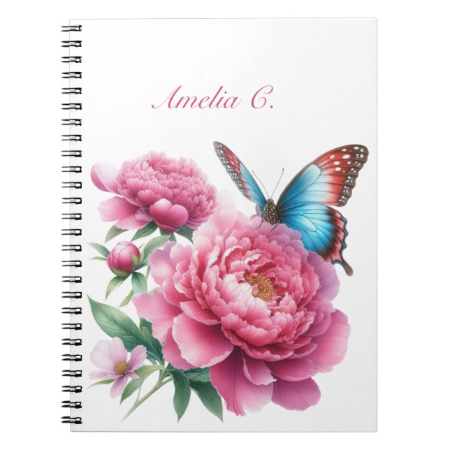 Elegantes Watercolor Floral White Notebook Notizblock (Vorderseite)