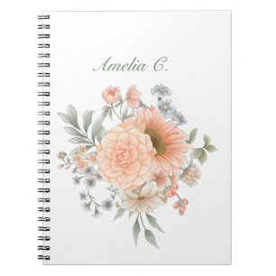 Elegantes Watercolor Floral White Notebook Notizblock