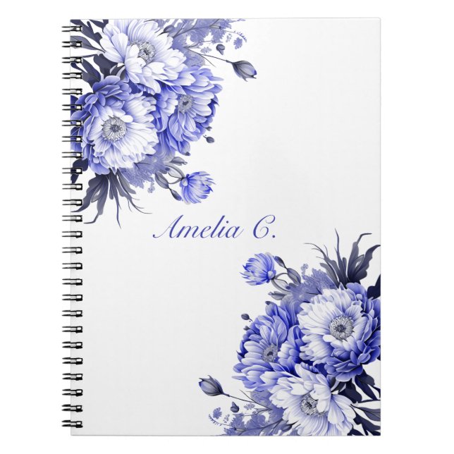 Elegantes Watercolor Floral White Notebook Notizblock (Vorderseite)
