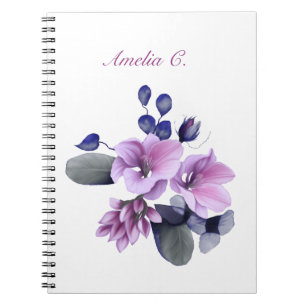 Elegantes Watercolor Floral White Notebook Notizblock