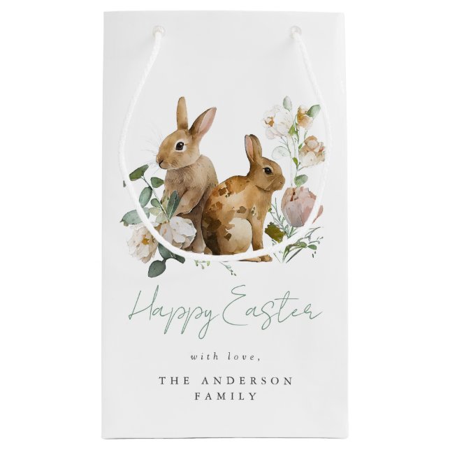 Elegantes Watercolor Florentiner Ostern Kleine Geschenktüte (Rückseite)