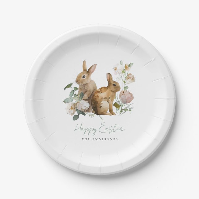 Elegantes Watercolor Florentiner Ostern Pappteller (Vorderseite)