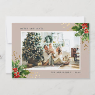 Elegantes Watercolor Foto Weihnachtskarten Feiertagskarte