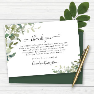 Elegantes Watercolor Greenerity Beileid Vielen Dan Dankeskarte