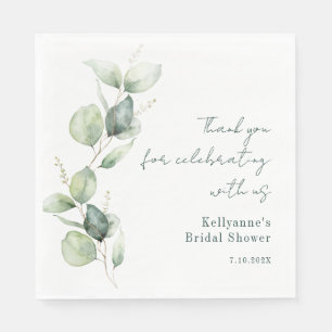 Elegantes Watercolor Greenerity Script-Brautparty Serviette