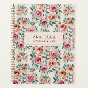 Elegantes Watercolor Hübsch Floral Monogramm Planer