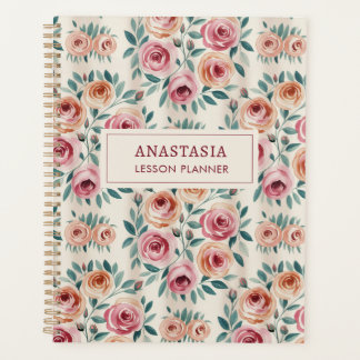 Elegantes Watercolor Hübsch Floral Monogramm Planer