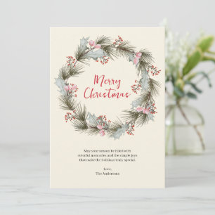 Elegantes Watercolor Kraut Personalisiertes Foto Feiertagskarte