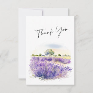 Elegantes Watercolor Lavender Blume Hochzeit Dankeskarte
