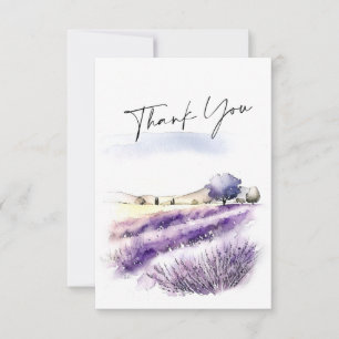 Elegantes Watercolor Lavender Blume Hochzeit Dankeskarte