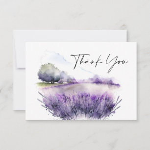 Elegantes Watercolor Lavender Blume Hochzeit Dankeskarte