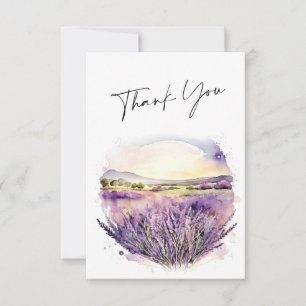 Elegantes Watercolor Lavender Blume Hochzeit Dankeskarte