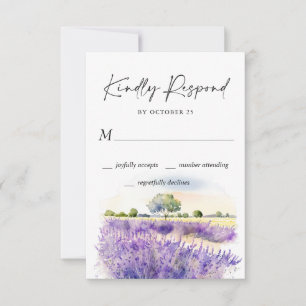 Elegantes Watercolor Lavender Blume Hochzeit RSVP Karte