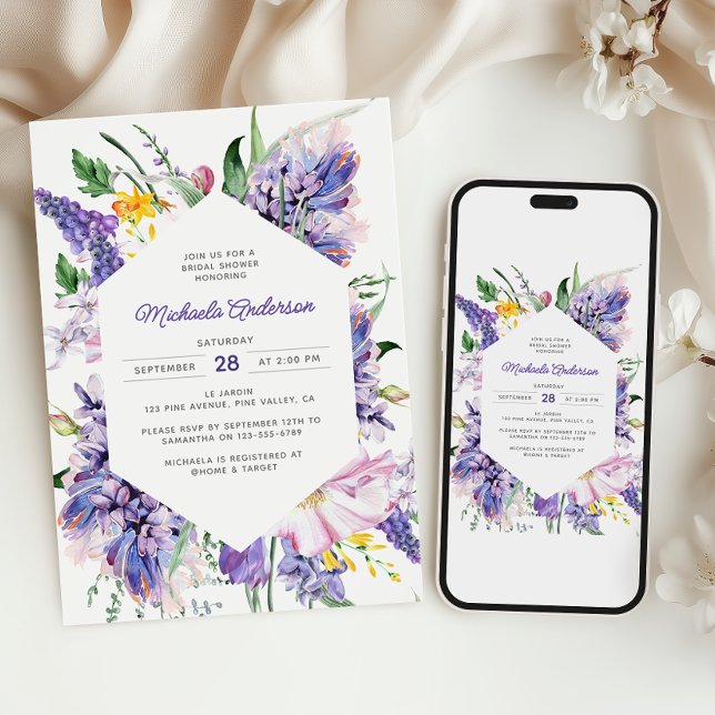 Elegantes Watercolor Lavender Lila Brautparty Einladung (Von Creator hochgeladen)