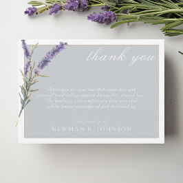 Elegantes Watercolor Lavender Memorial Vielen Dank Mitteilungskarte