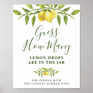 Elegantes Watercolor Lemon Brautparty Poster