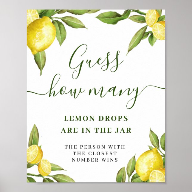 Elegantes Watercolor Lemon Brautparty Poster (Vorne)