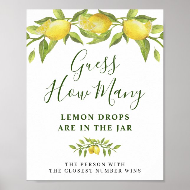 Elegantes Watercolor Lemon Brautparty Poster (Vorne)