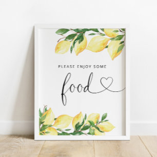 Elegantes Watercolor Lemon Food Sign Poster