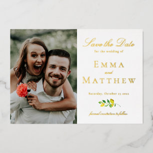 Elegantes Watercolor Lemon Foto Folieneinladung