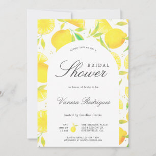 Elegantes Watercolor Lemon Theme Brautparty Einladung