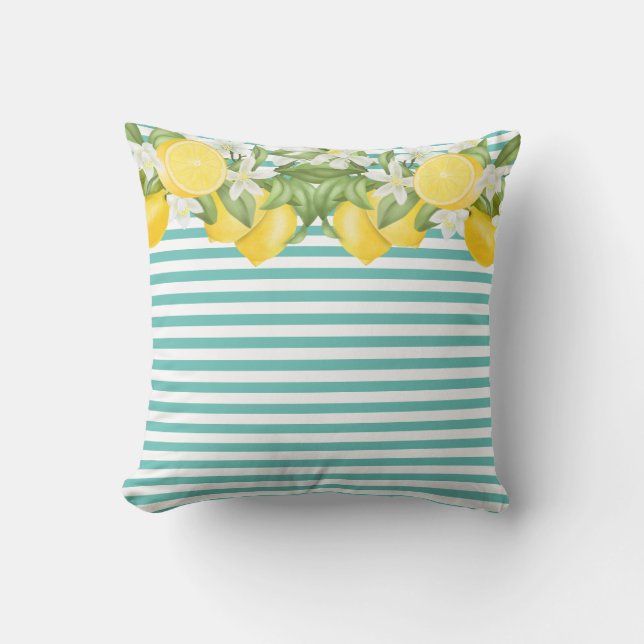 Elegantes Watercolor Lemons Lumbar Pillow Kissen (Vorderseite)