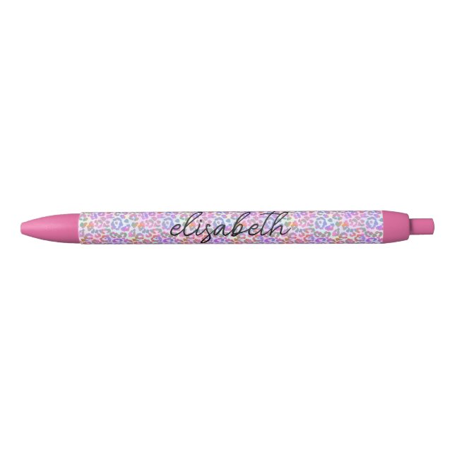 Elegantes Watercolor Leopard Skin Pattern Monogram Kugelschreiber (Vorderseite)