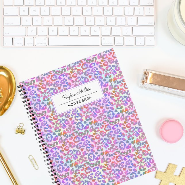 Elegantes Watercolor Leopard Skin Pattern Monogram Notizbuch (Von Creator hochgeladen)
