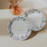 Elegantes Watercolor Lila Brautparty Pappteller<br><div class="desc">Diese Kollektion unterstreicht die Schönheit zarter lila Orchideen und anmutiger Aquarell-Blätter, die wunderschön von einem eleganten Kalligraphie-Schriftart begleitet werden. Um die Details zu personalisieren, klicken Sie einfach auf "Personalisieren". Sie haben die Freiheit, jedes Element individuell anzupassen, die Position von Text und Bildern mühelos anzupassen, sowie die Größe, den Schriftart oder...</div>