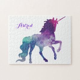 Elegantes Watercolor Lila Einhorn Puzzle