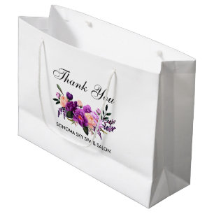 Elegantes Watercolor Lila Violet Floral Vielen Dan Große Geschenktüte