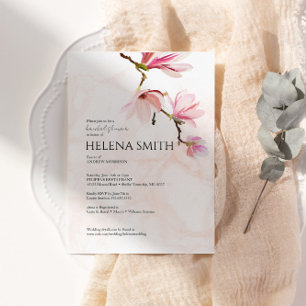 Elegantes Watercolor Magnolia Brautparty Einladung