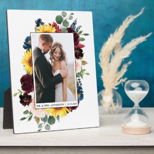 Elegantes Watercolor Mixed Floral Wedding Foto Fotoplatte