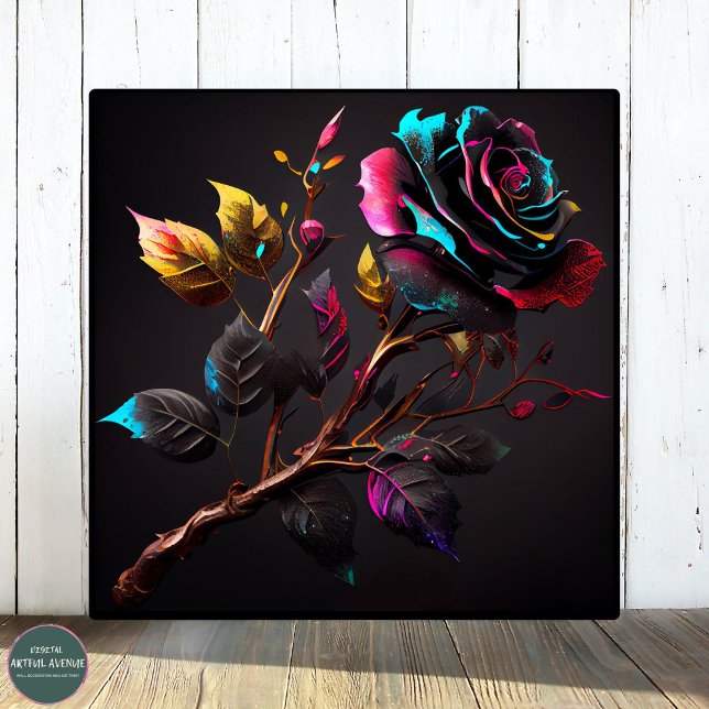 Elegantes Watercolor Moody Rose Poster (Rose Watercolor Poster 1:1 Wall Art - Effortlessly transform your living space with this artwork)