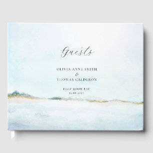 Elegantes Watercolor Ocean Beach Wedding Guestbook Gästebuch