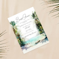 Elegantes Watercolor Palm Tree Beach Brautparty