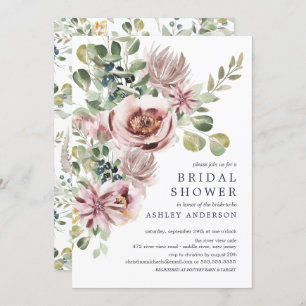 Elegantes Watercolor Peonies Brautparty Einladung