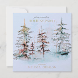 Elegantes Watercolor Pine Forest Weihnachts-Party Einladung