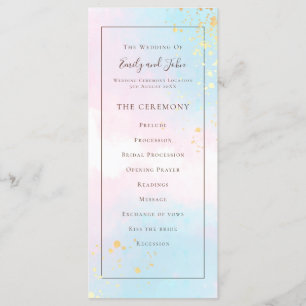Elegantes Watercolor Pink Aquamarines Gold Confett Programm