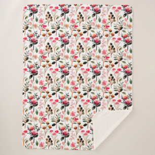 Elegantes Watercolor Pink Blumengrün Muster Sherpadecke