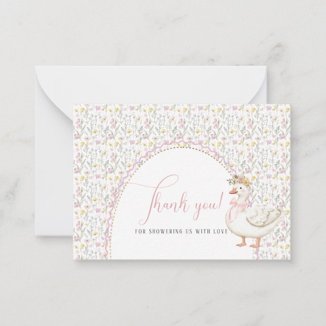 Elegantes Watercolor Pink Bow ein albernes Gänseba Mitteilungskarte (Vorderseite)