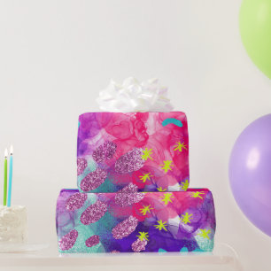 Elegantes Watercolor Rainbow Neon Iridescent Patte Geschenkpapier