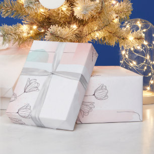 Elegantes Watercolor Rosa Blume Wrapping Paper Geschenkpapier
