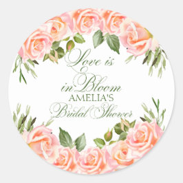 Elegantes Watercolor-Rose-Brautparty Runder Aufkleber